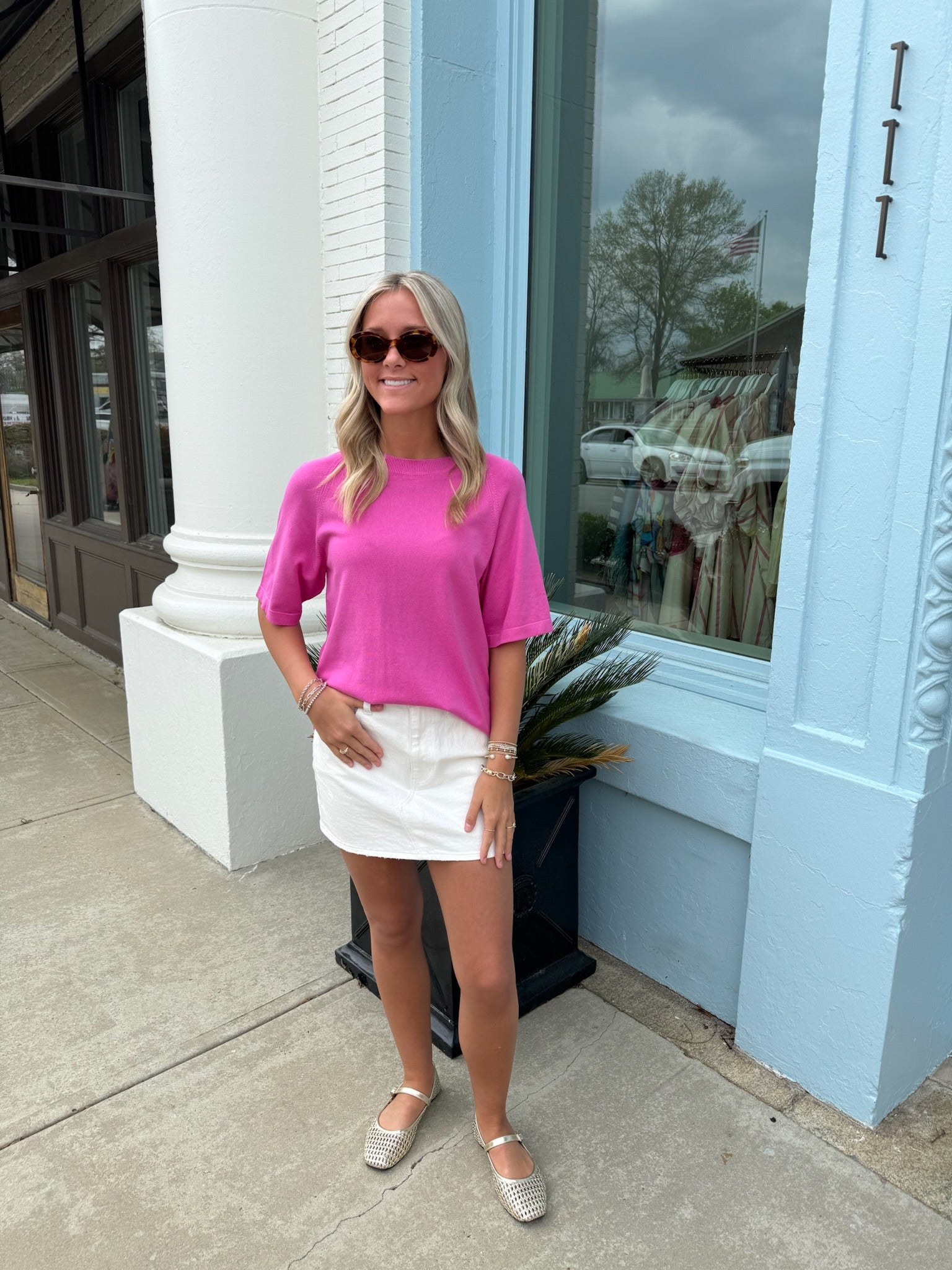 The Daze Denim Skirt- White