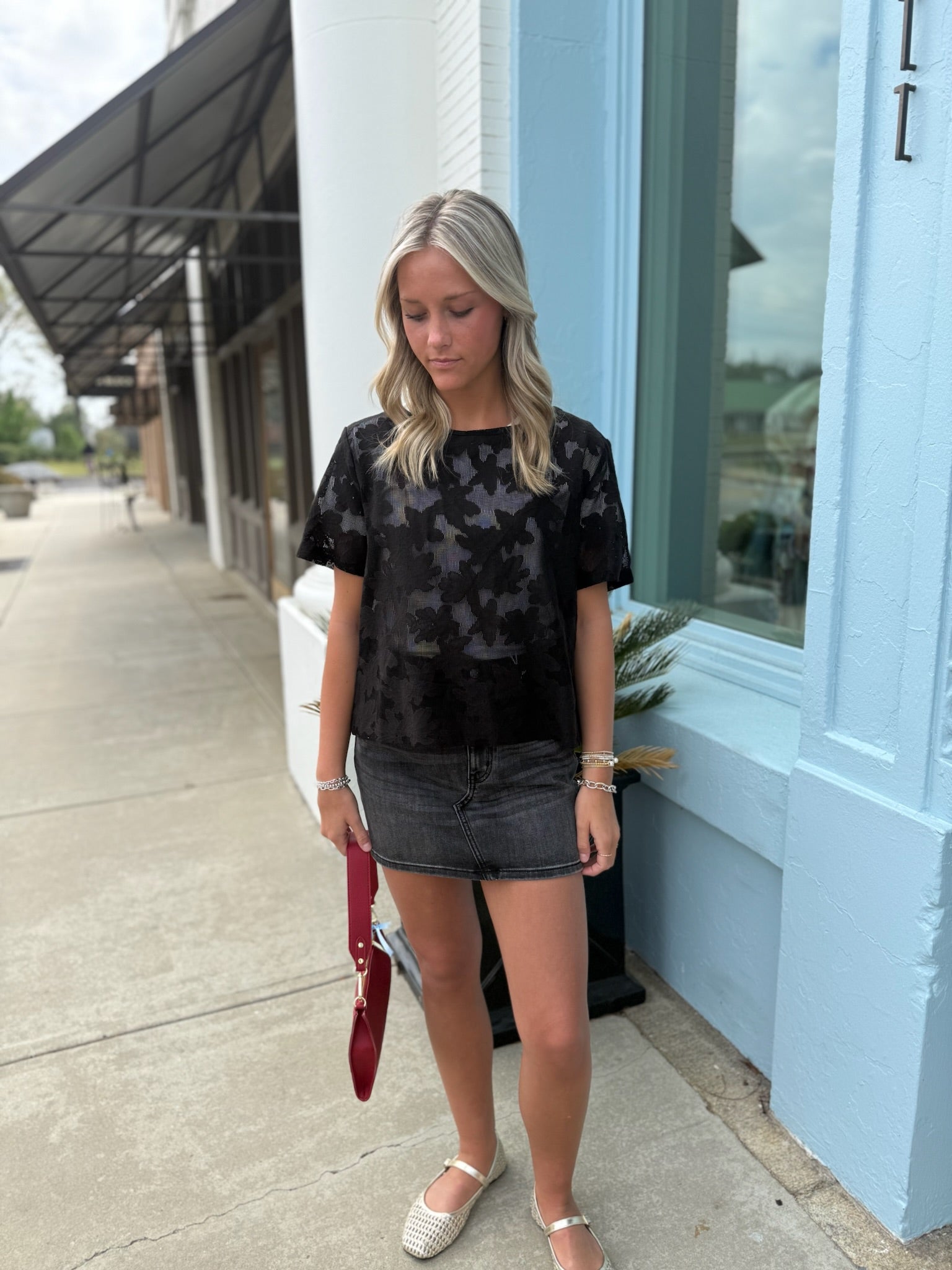 The Daze Denim Skirt- Black