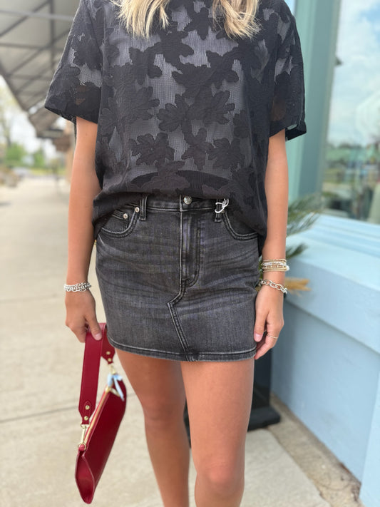 The Daze Denim Skirt- Black