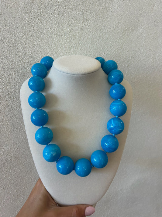 Marble Ball Necklace - Cobalt Blue