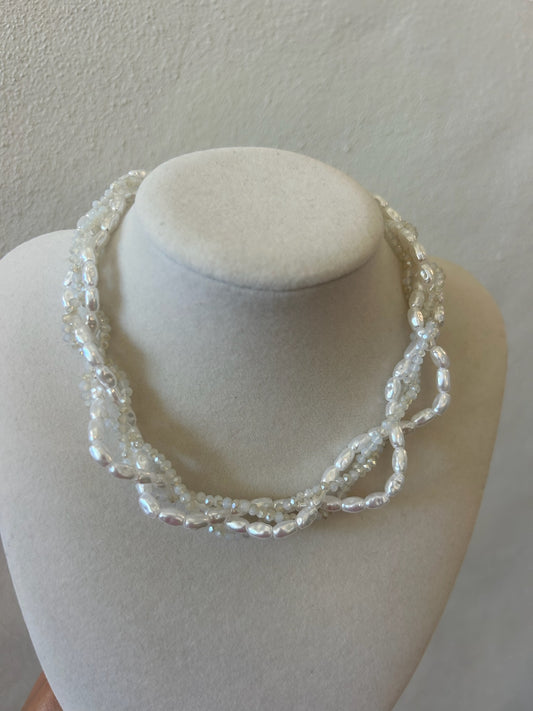 Twisted Pearl and Glass Bead Choker