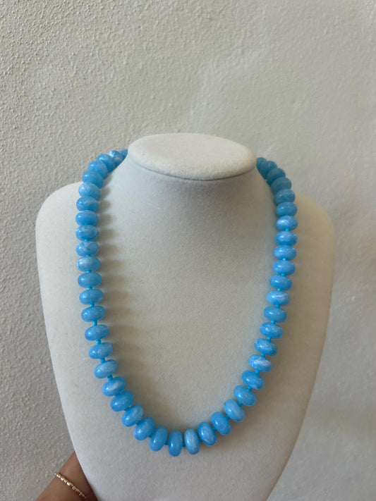 Marble Bead Necklace - Light Blue