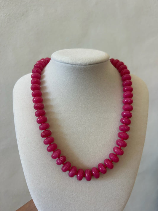 Marble Bead Necklace - Pink
