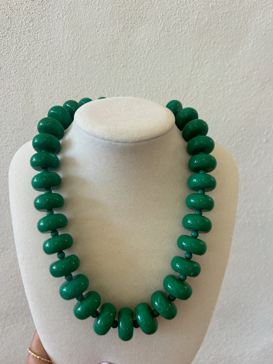 Rondelle Bead Necklace - Green