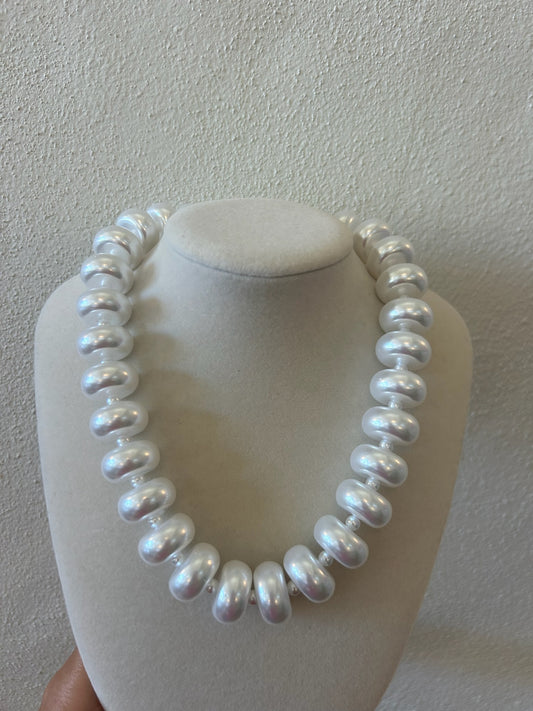 Rondelle Bead Necklace - Pearl