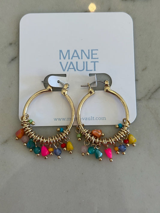 Colored Glass Gold Hoops