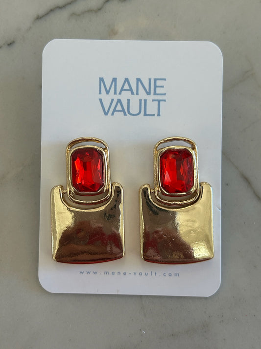 Emerald Glass Cut Earrings