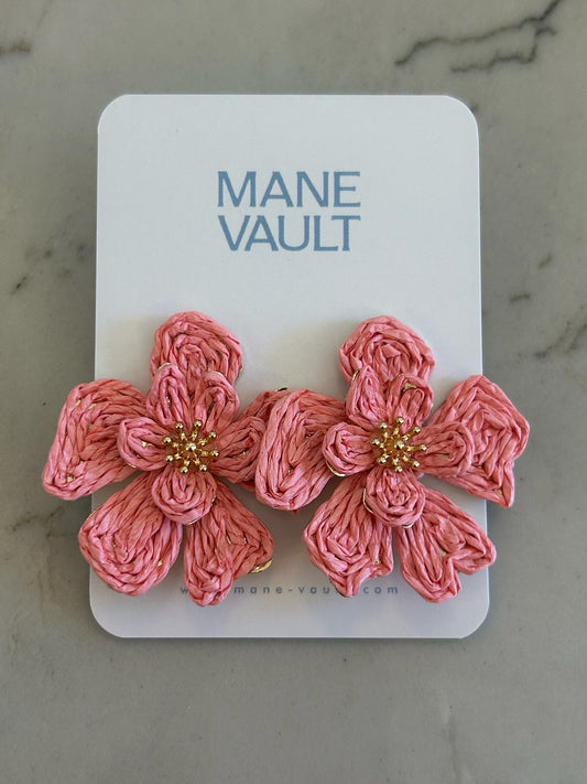 Raffia Flower Earrings