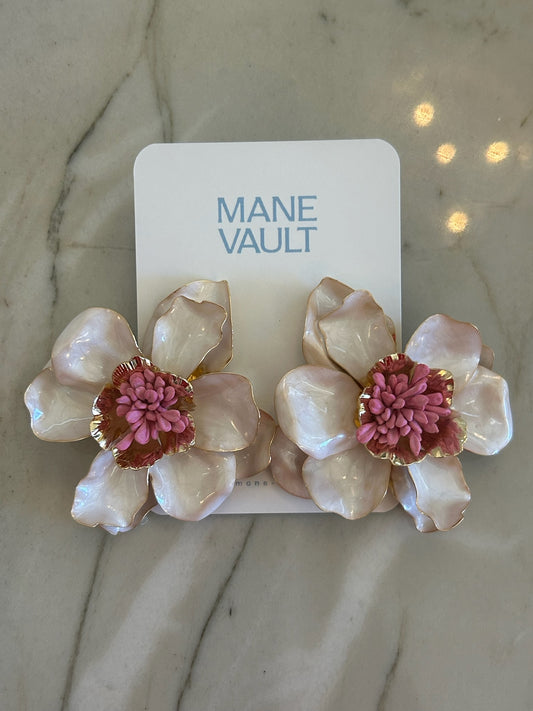 Color Coated Flower Earrings