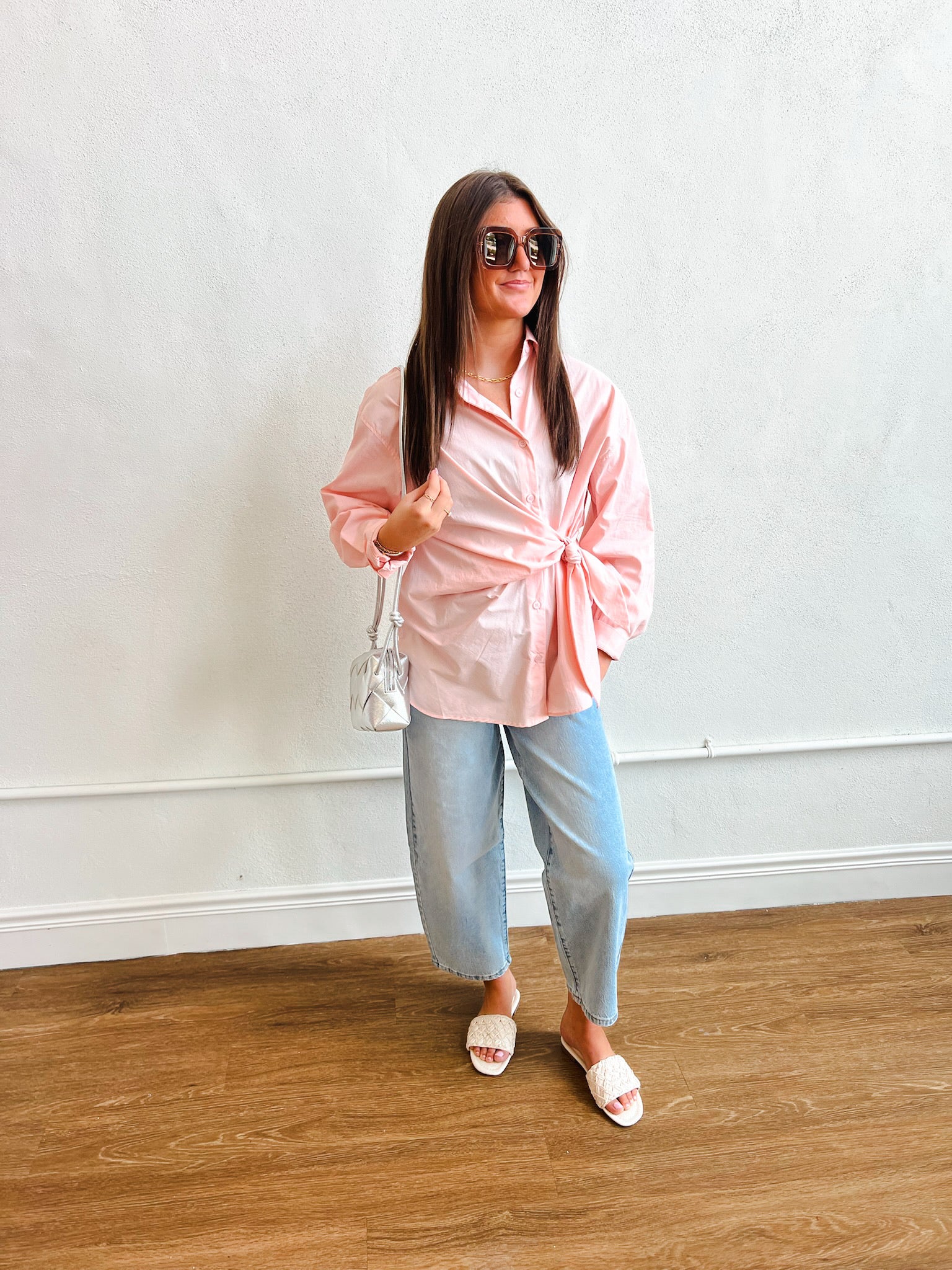 Pink Side Tie Shirt