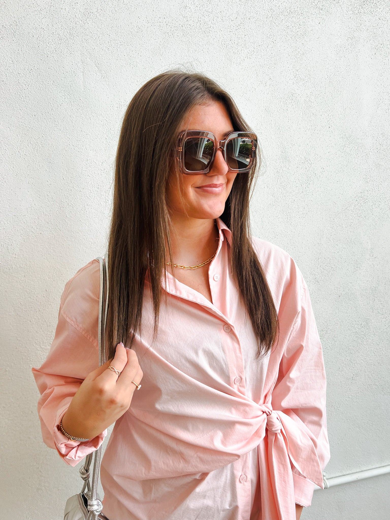 Pink Side Tie Shirt