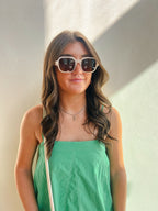 Contrast Top Stitch Mini Dress - Emerald