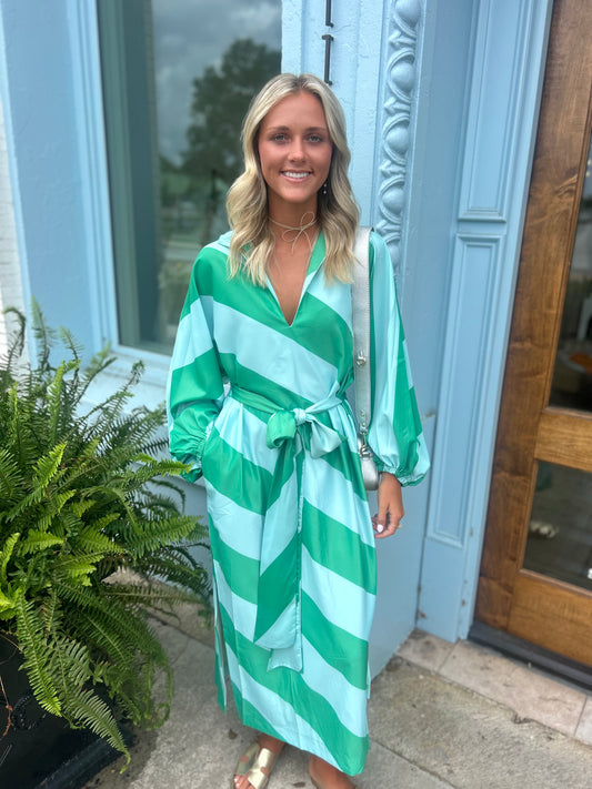 Coco Caftan Dress - Aqua/Green