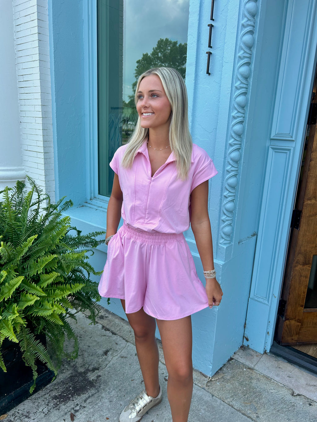 The Kate Tennis Romper - Sugar Pink