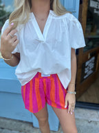 Pink & Orange Striped Shorts