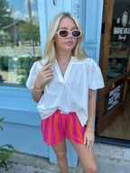 Pink & Orange Striped Shorts