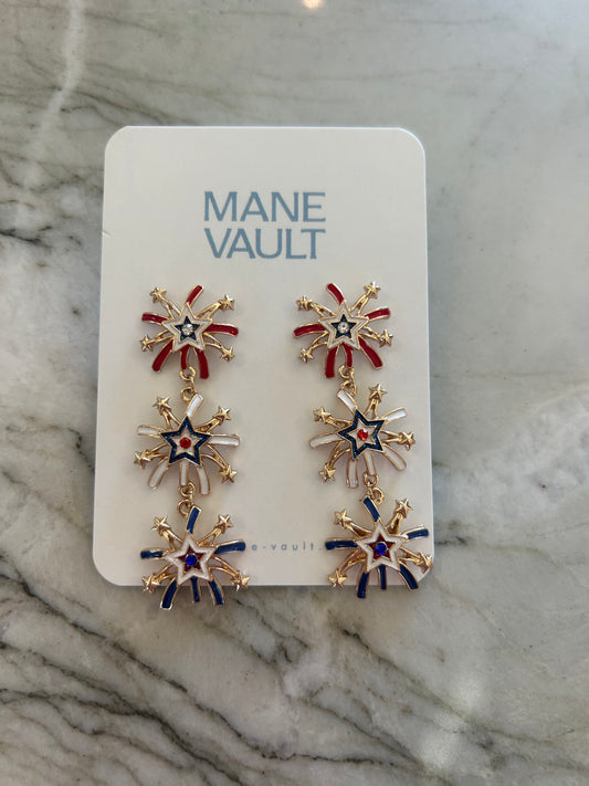 The Fireworks Patriotic Earrings