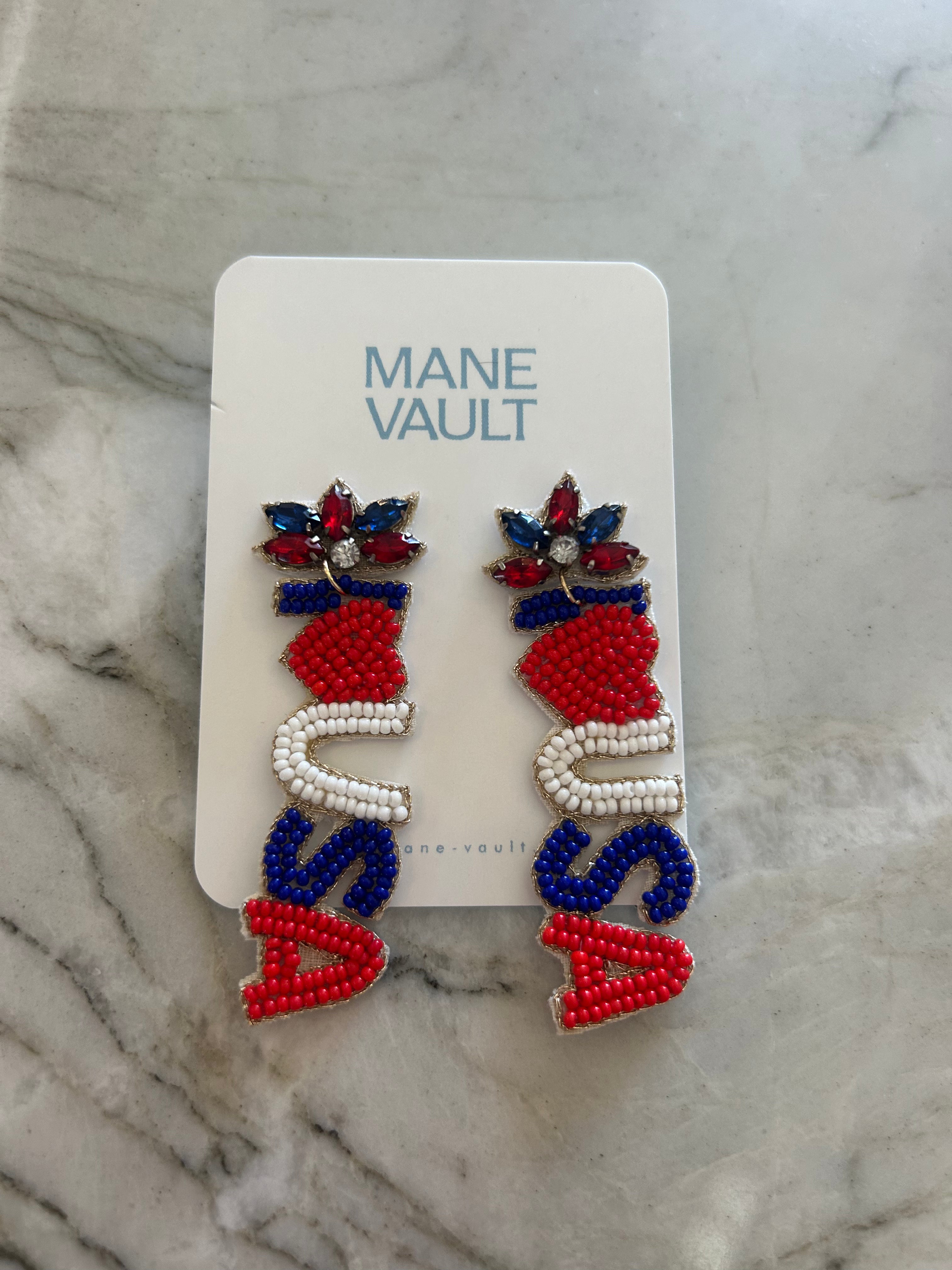 The Heart & USA Earrings
