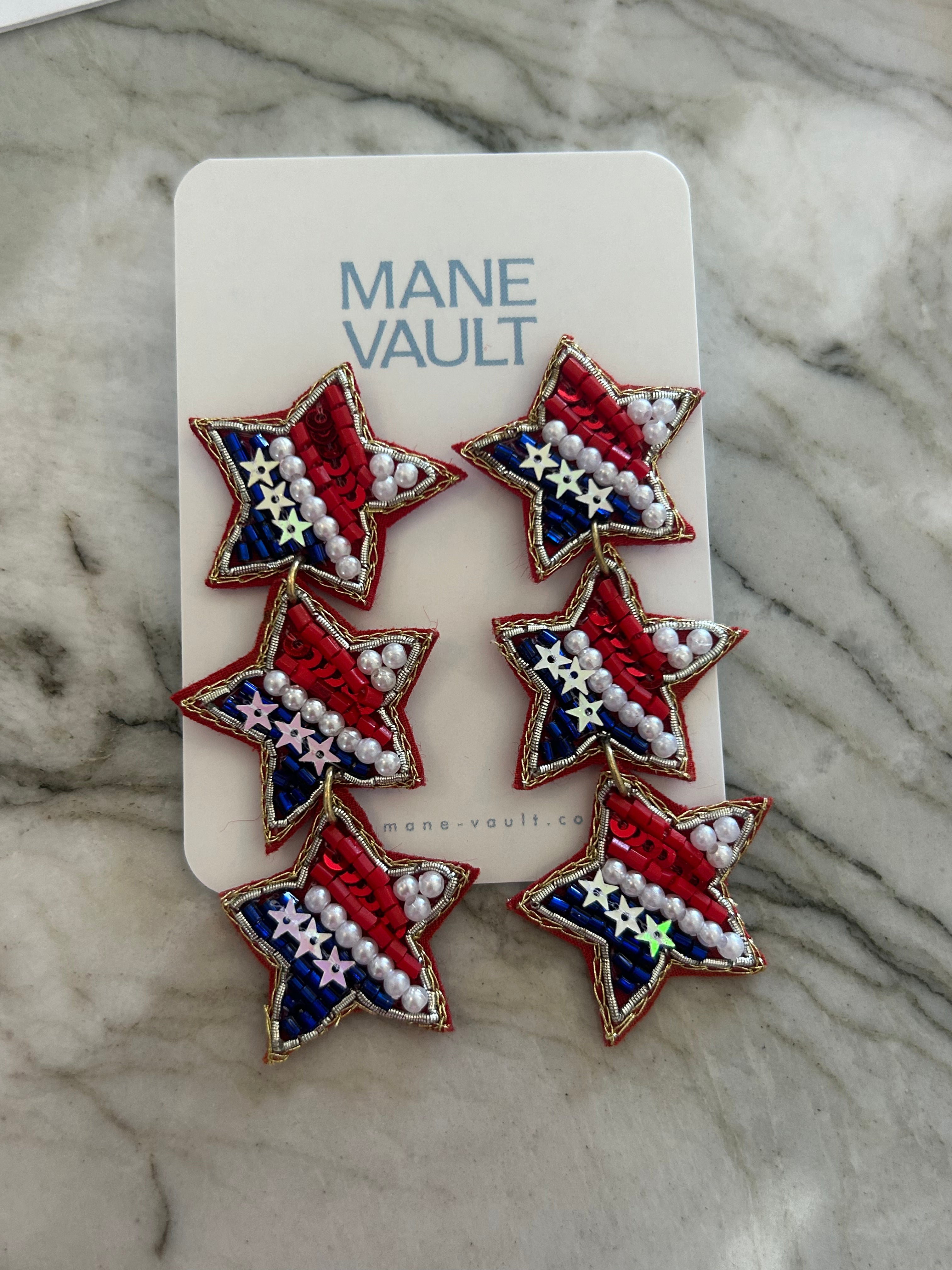 The Patriotic Star 3 Drop Earrings
