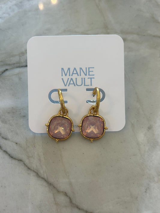 The Square Drop Earrings- Pink