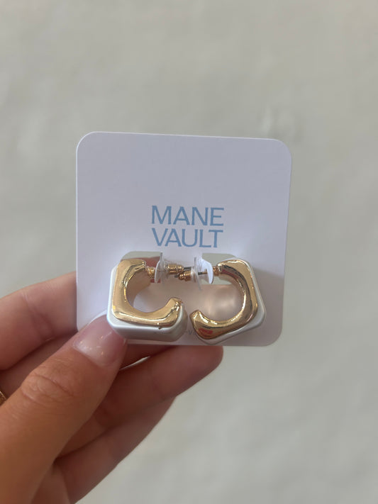 The Square Hoops- Gold/White