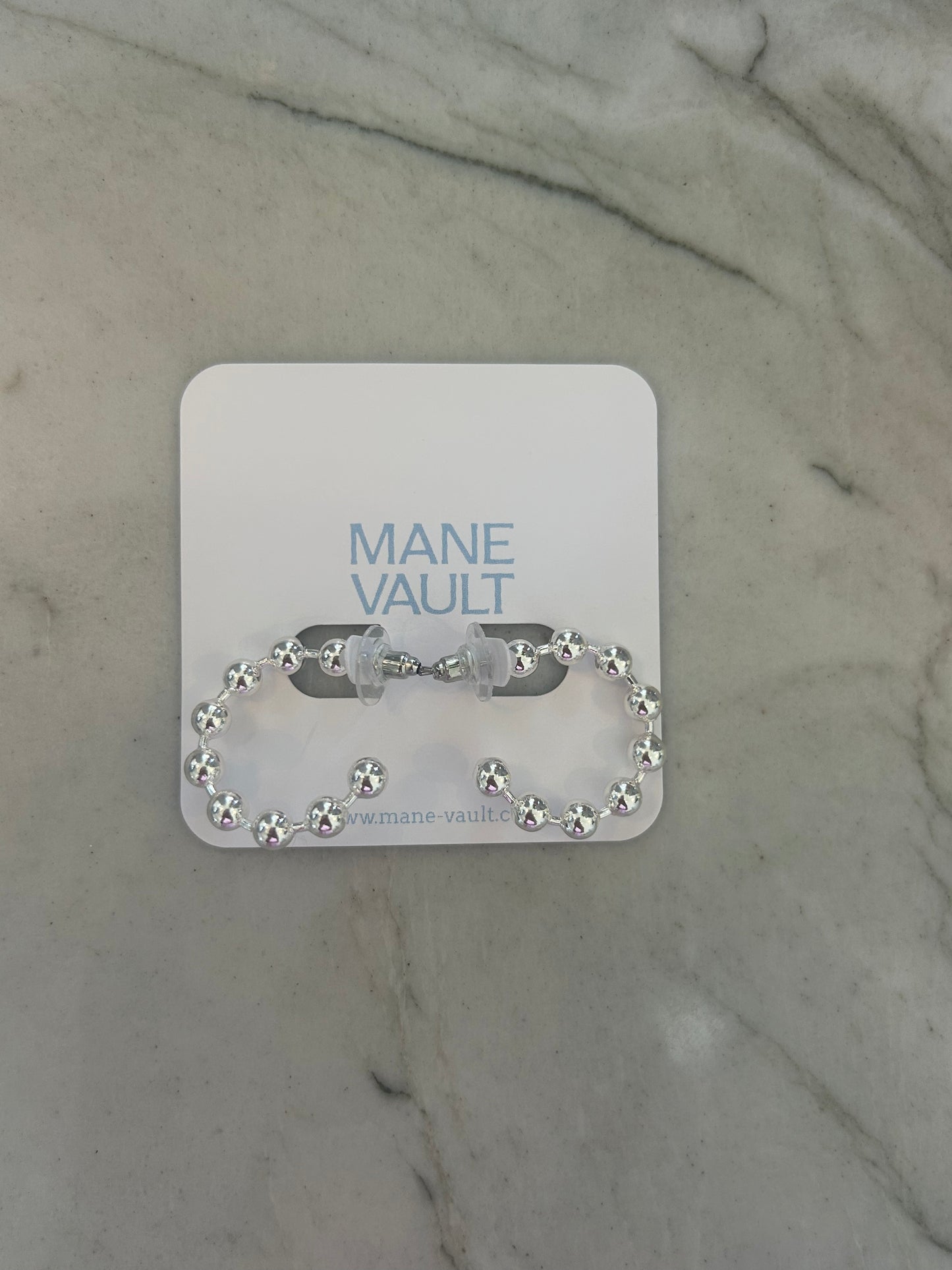 The Metal Ball Hoops- Silver