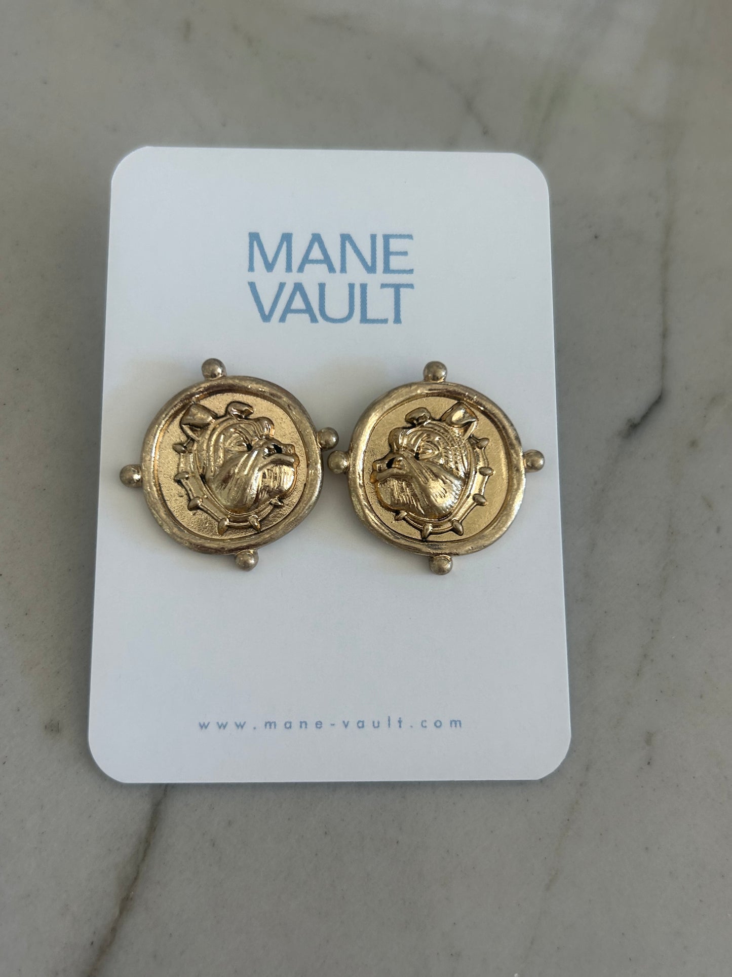 The Bulldog Face Coin Earrings