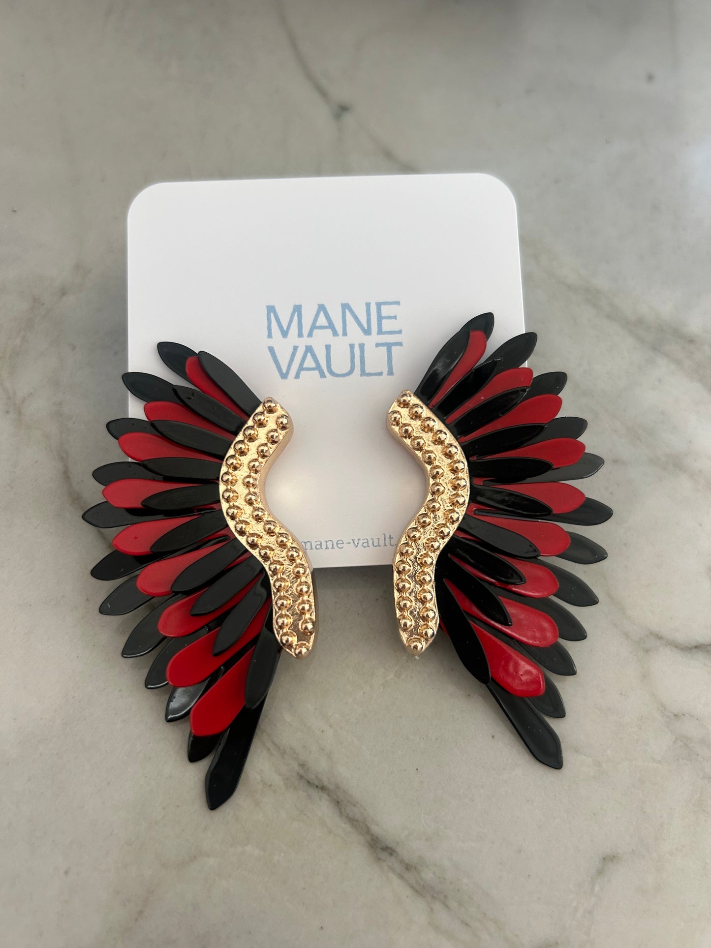 Gameday Color Wing Earrings- Red/Black