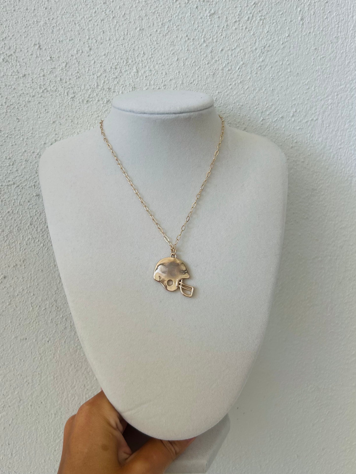 The Gameday Football Helmet Necklace- Gold