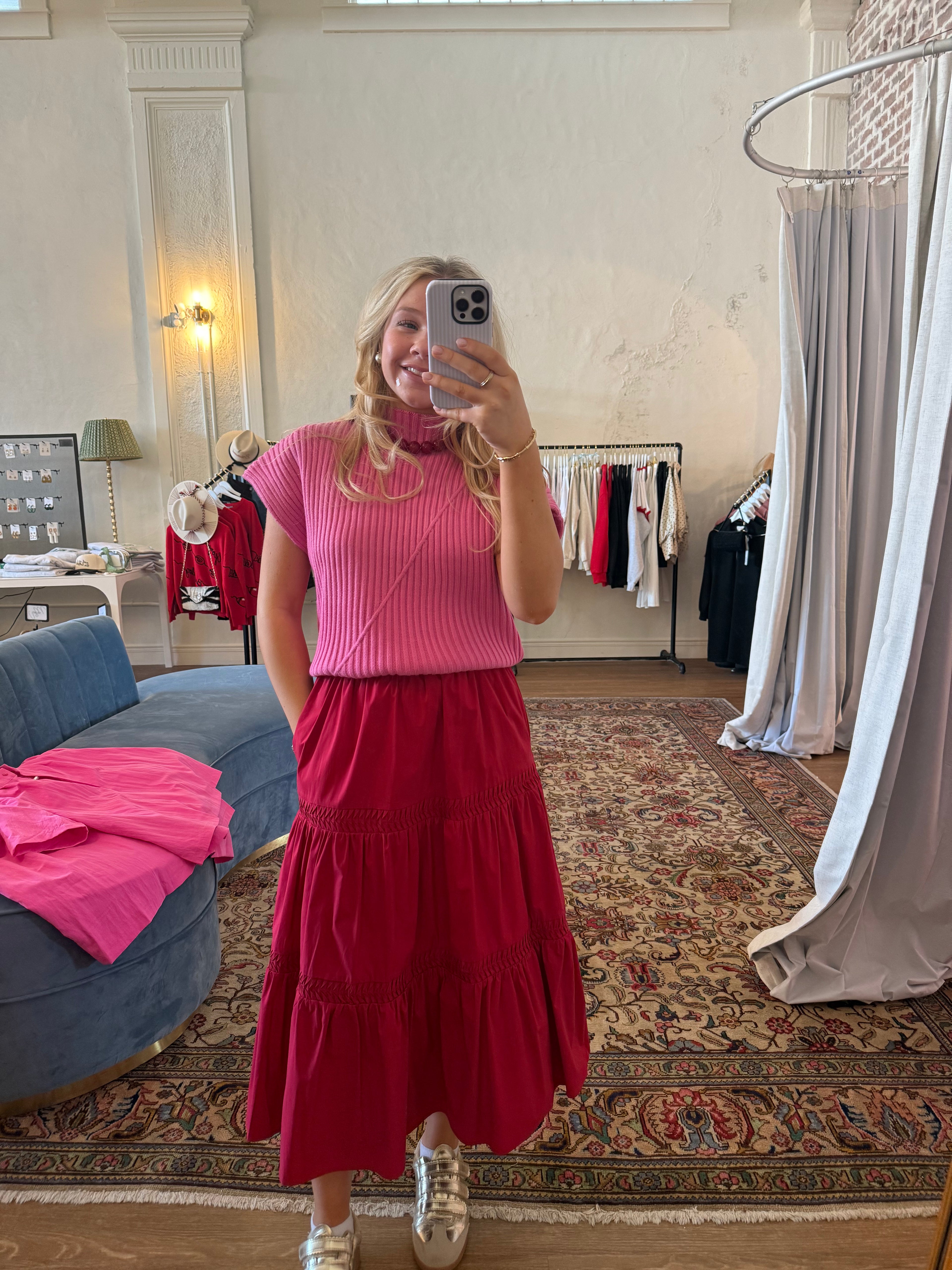 The Carol Ribbed Knit Sweater- Pink