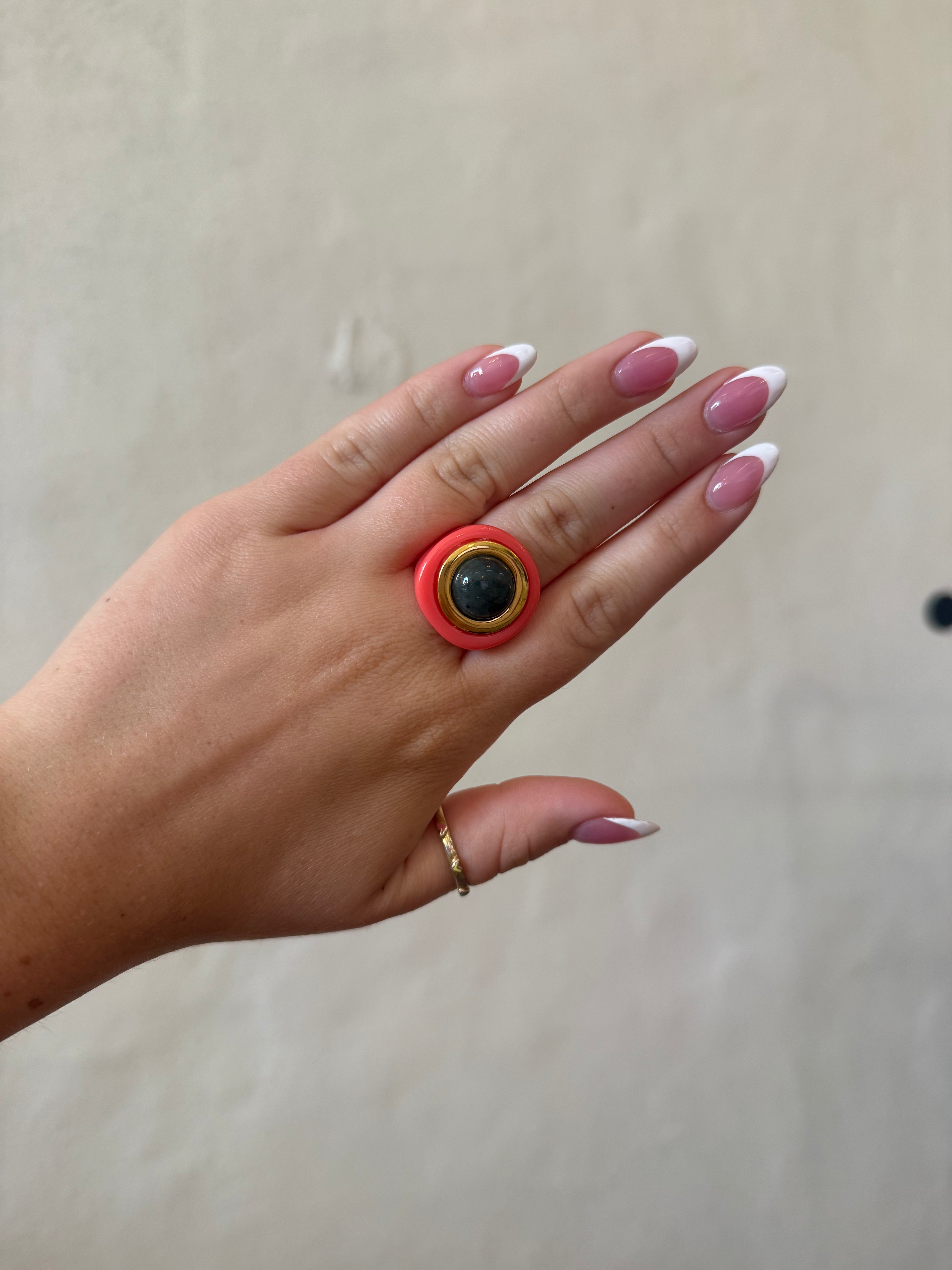 Lucas Jack Coral/Labradorite Ring
