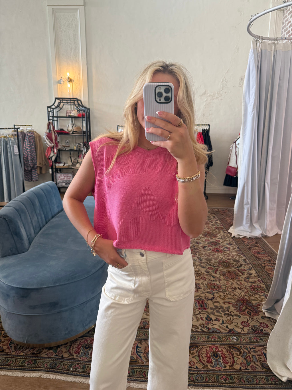 Laura Sleeveless Sweater - Pink