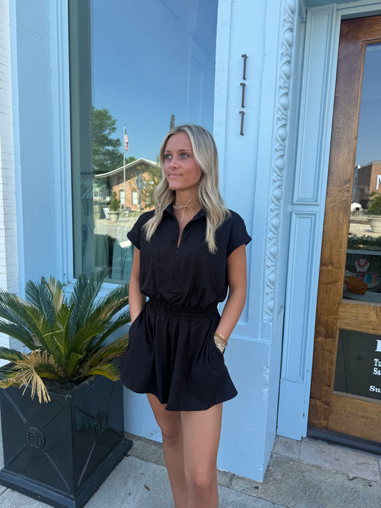 The Kate Tennis Romper - Black