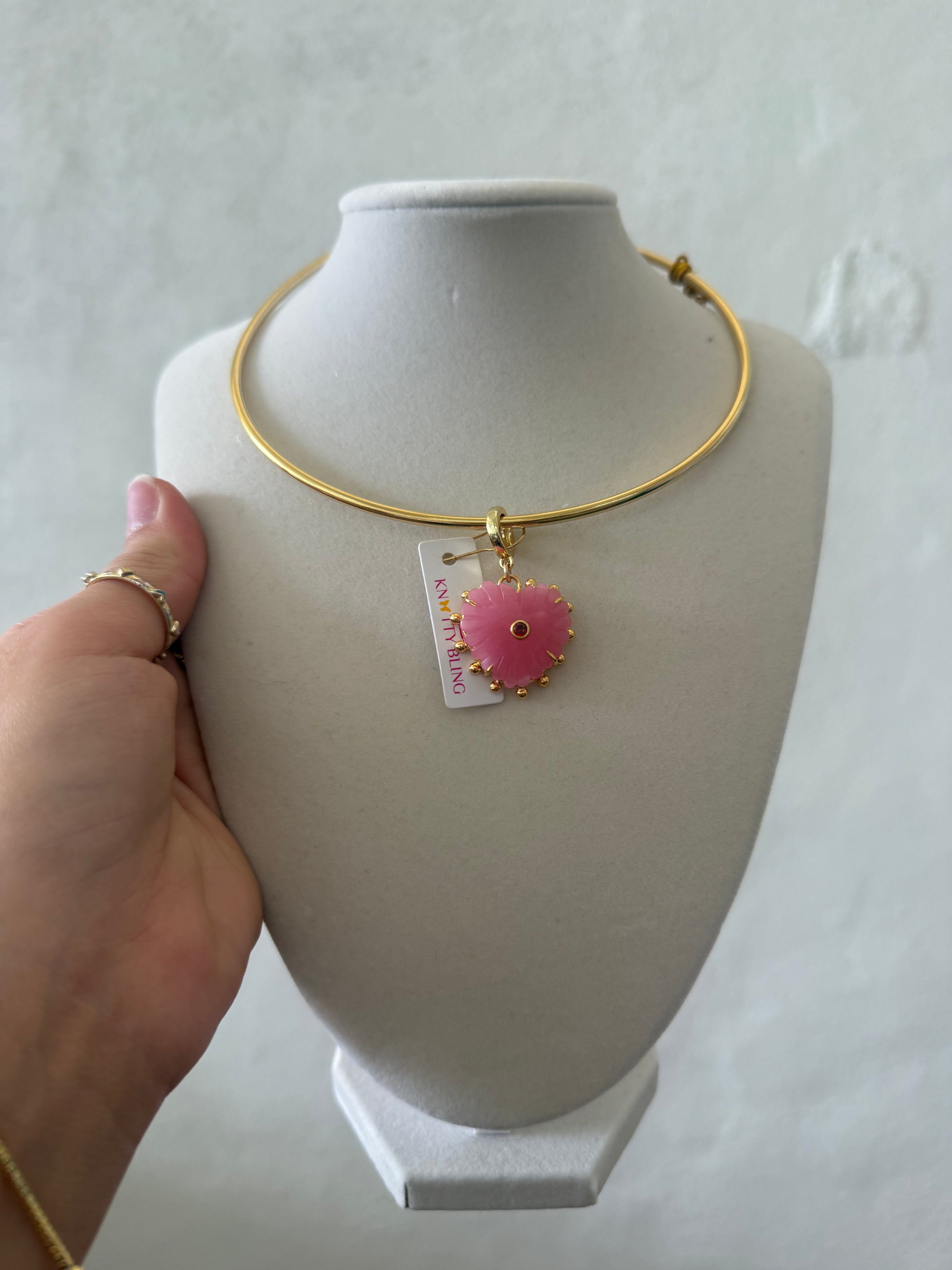 Knotty Bling - Rose Quartz Carved Heart