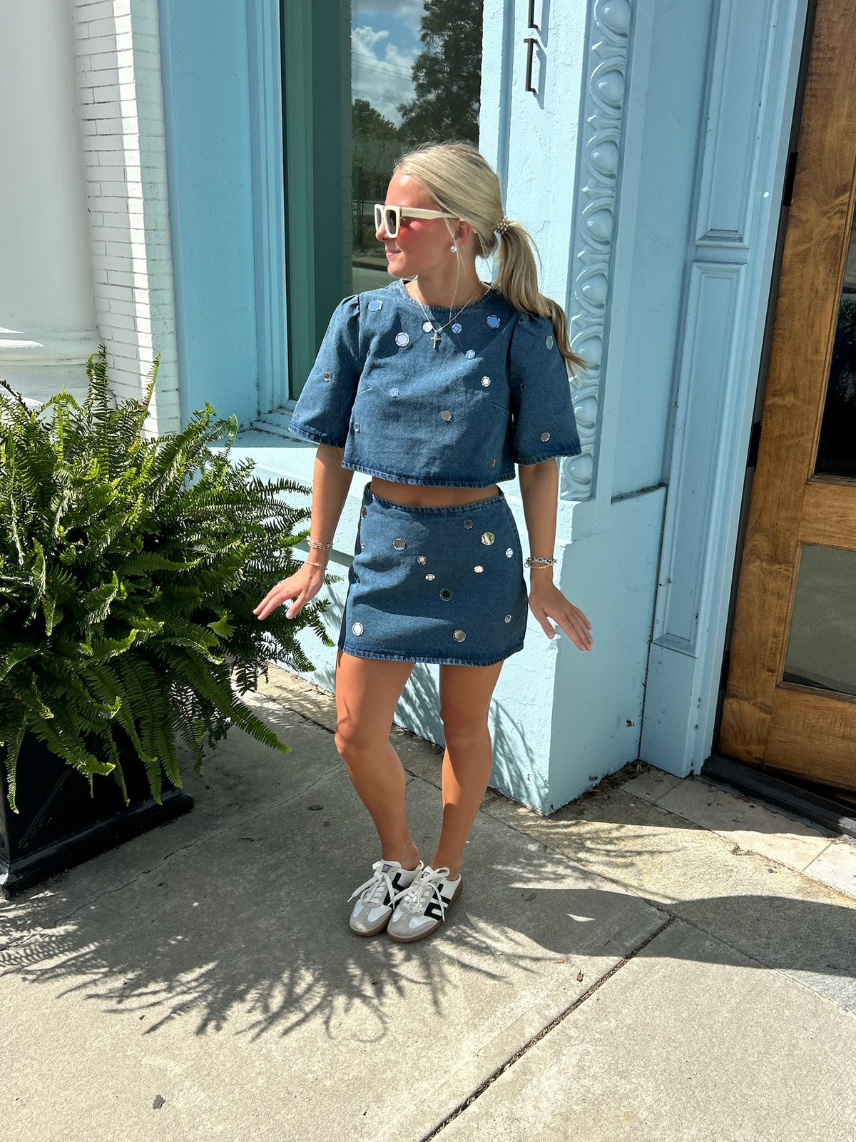 Denim Mirror Skirt