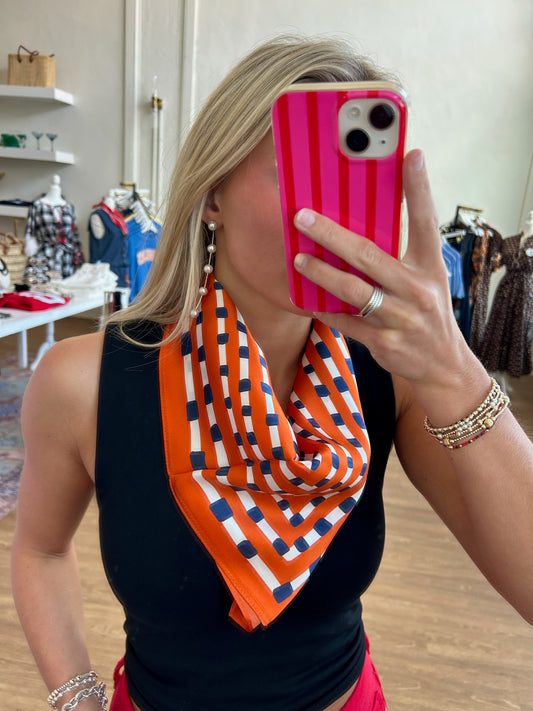 Orange and Navy Scarf
