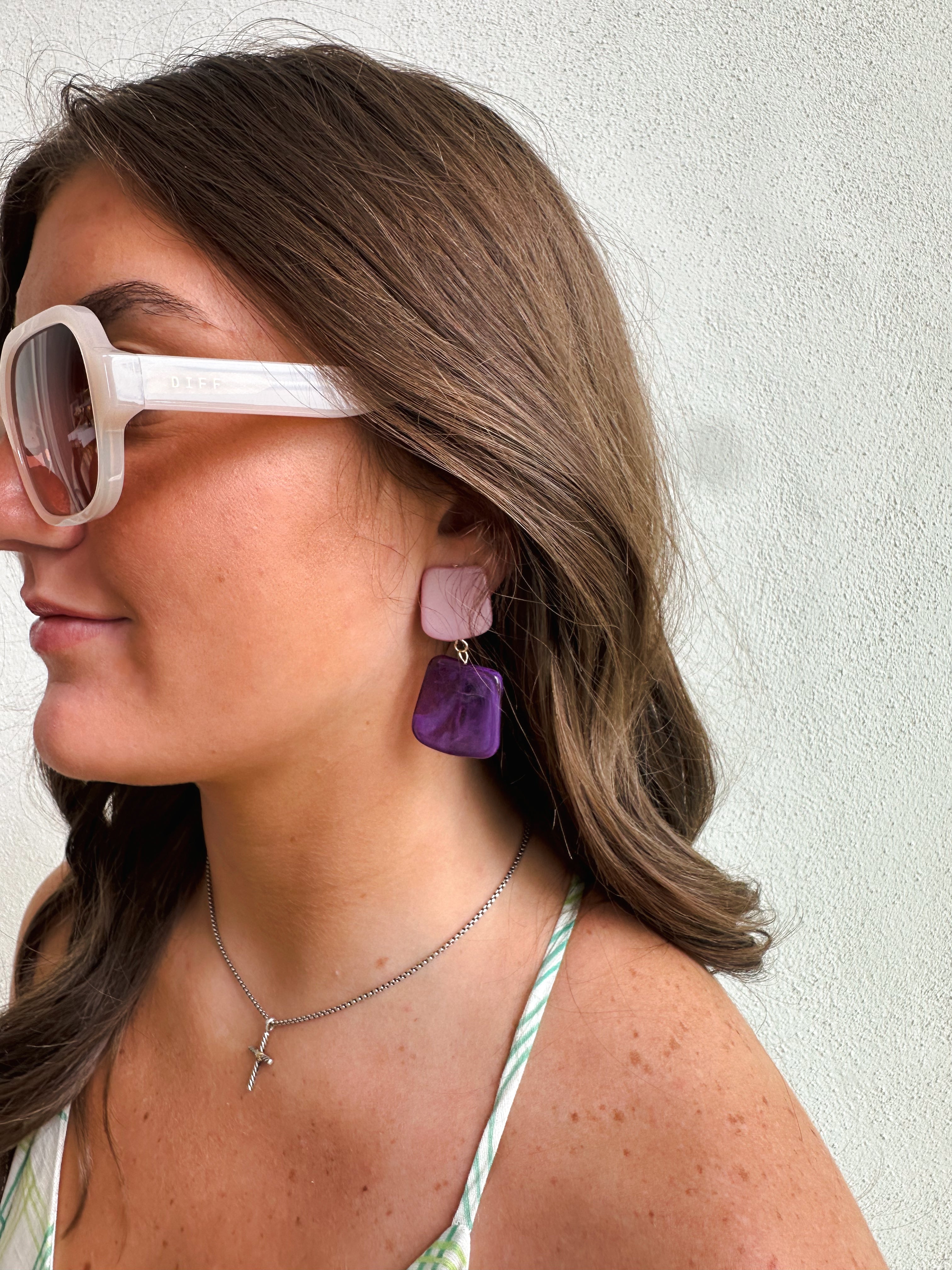 Lilac and Purple Acrylic Earrings