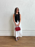 Knit Sleevless Button Top - Black