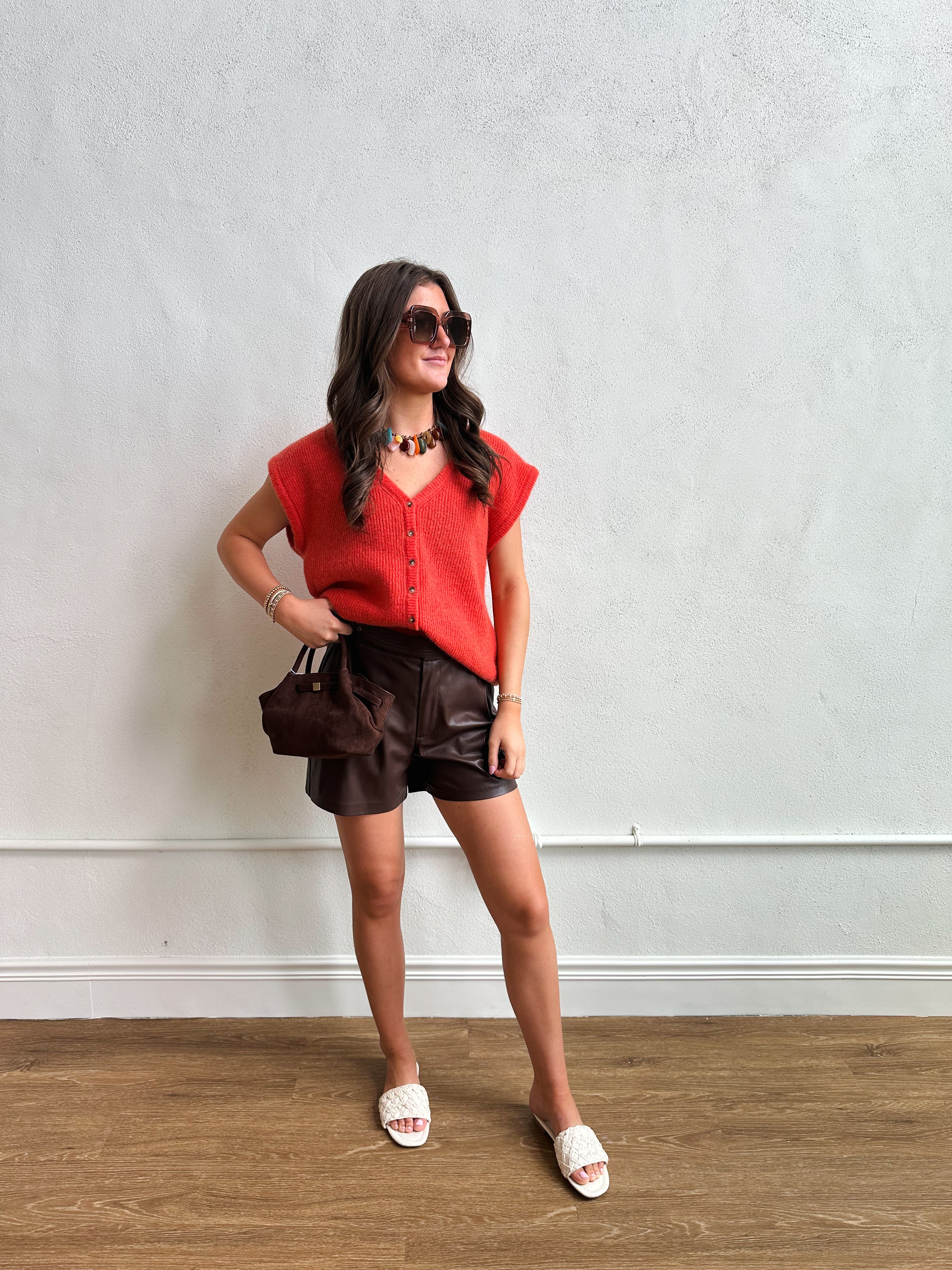 Chocolate Vegan Leather Shorts
