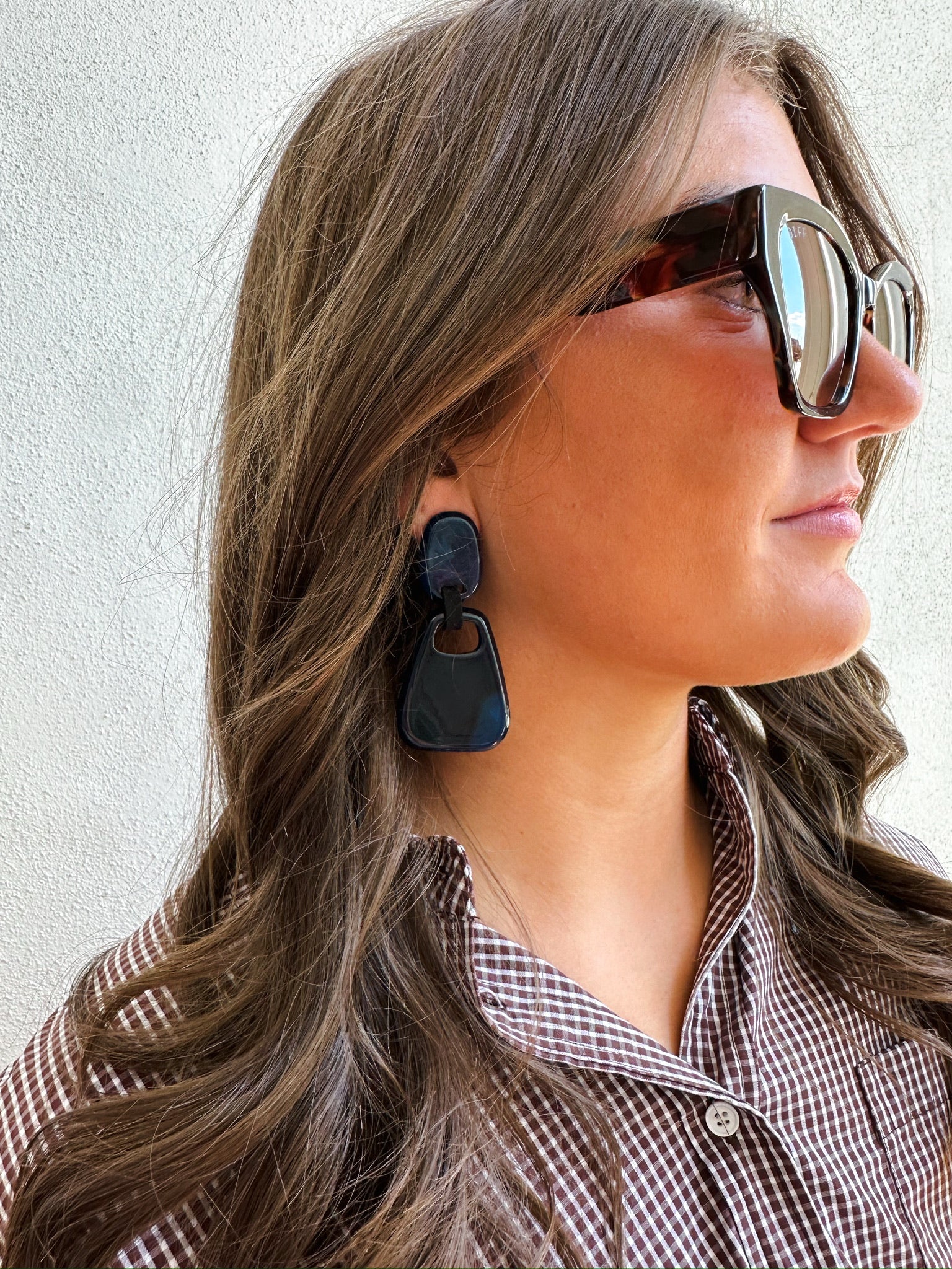 Navy Acrylic Drop Earrings