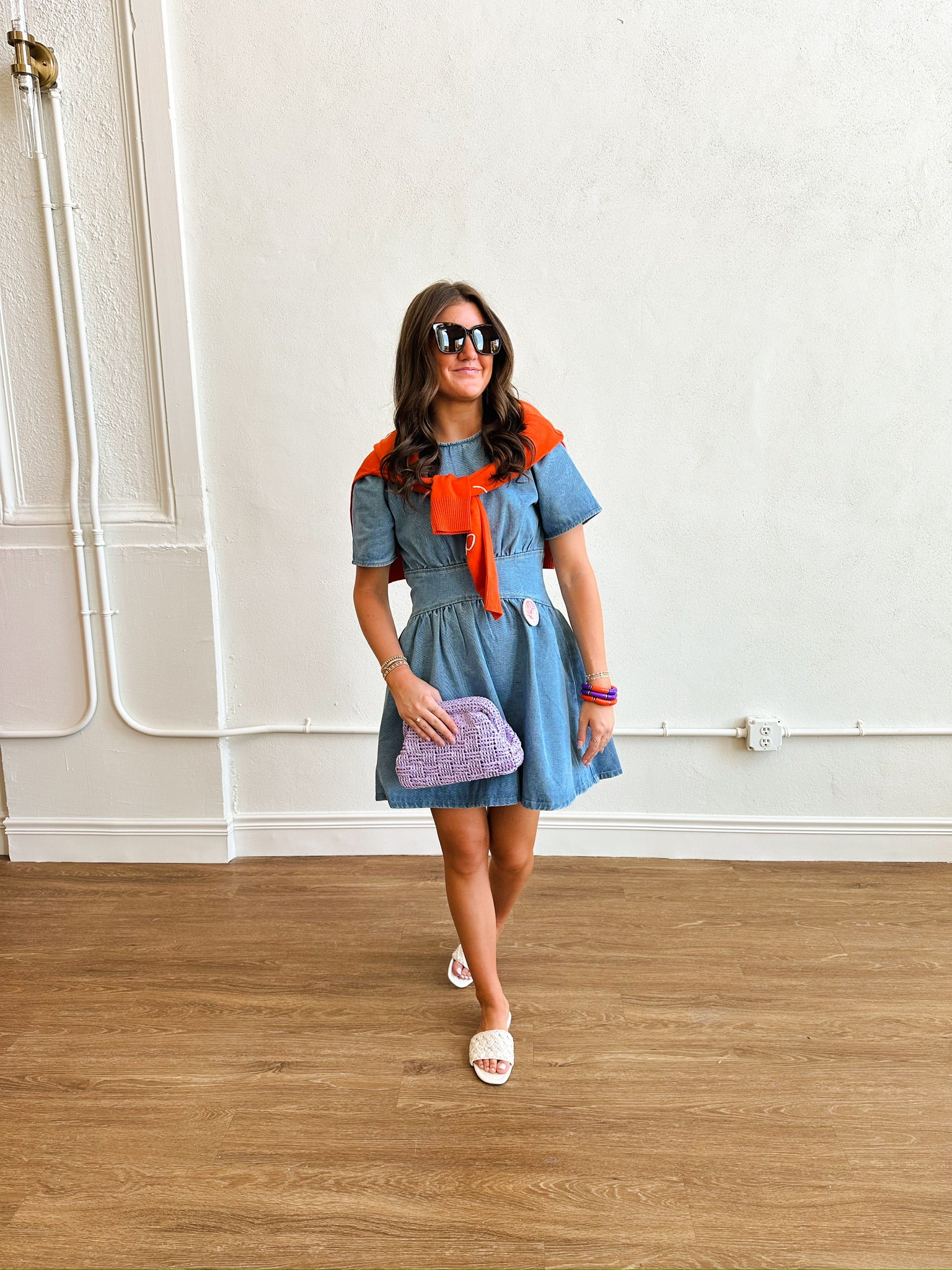 Denim Cinched Waist Dress