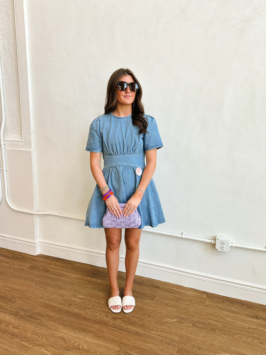Denim Cinched Waist Dress