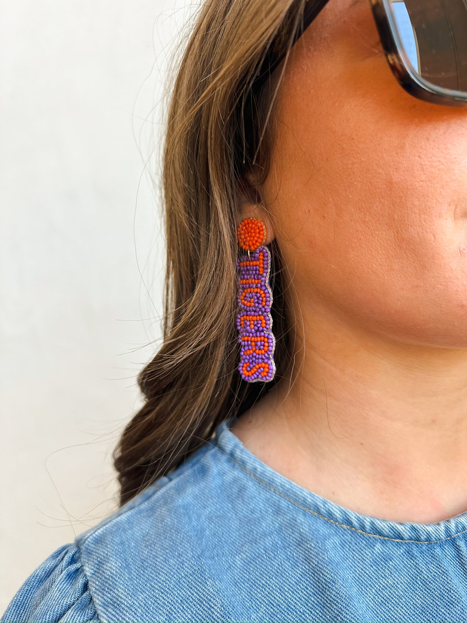 Orange and Purple Tigers Earrings