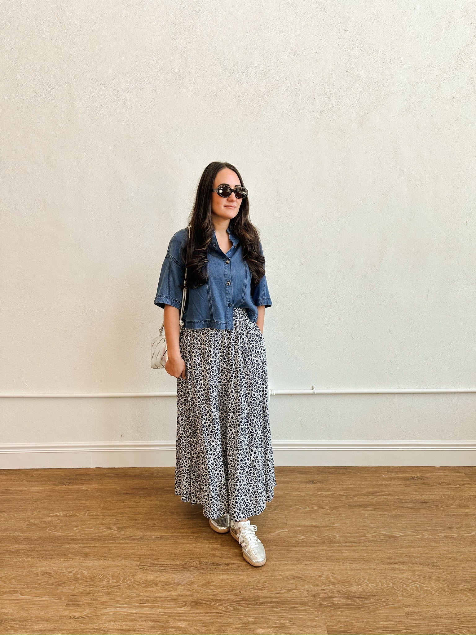 Navy Floral Skirt