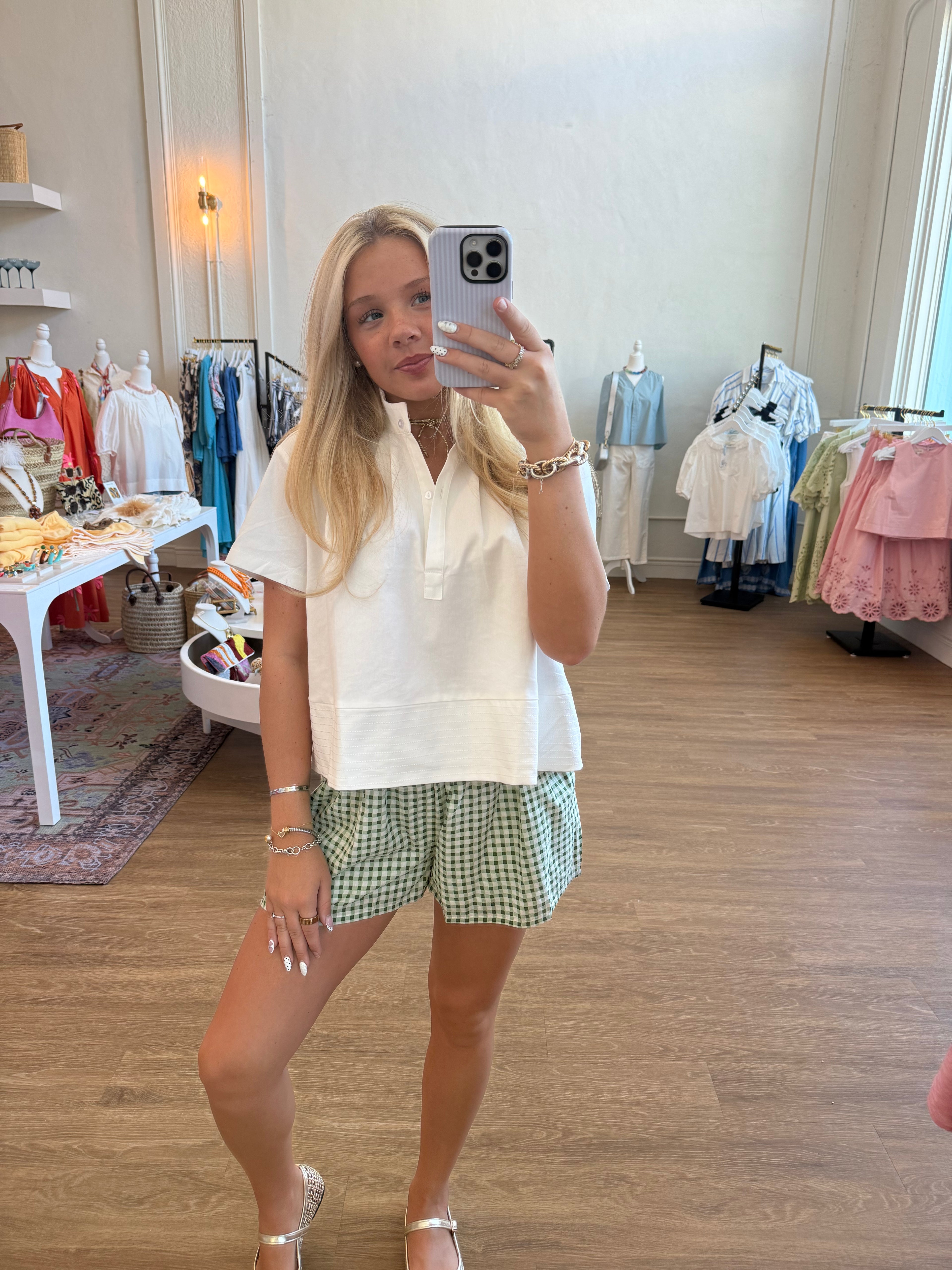 Green Gingham Shorts