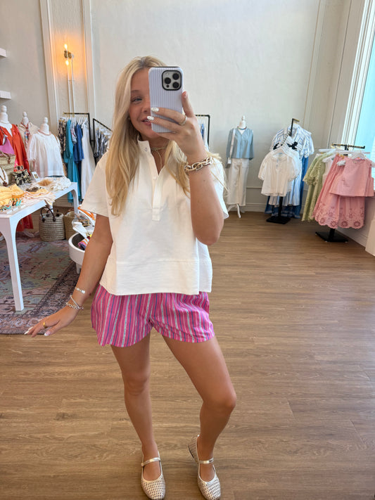 Hot Pink Dotted Stripe Shorts