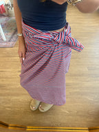 Red & Blue Pinstripe Sarong