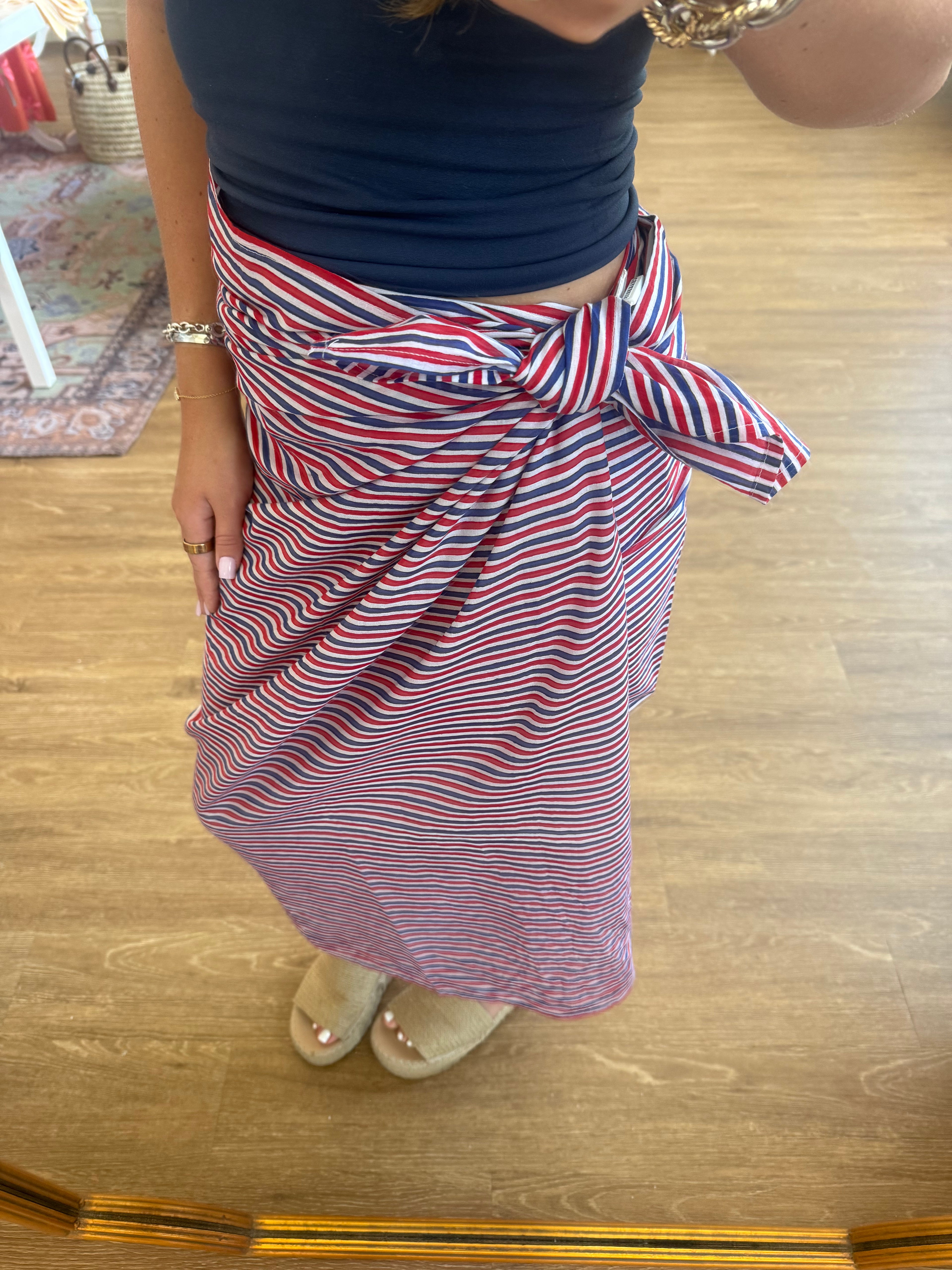 Red & Blue Pinstripe Sarong