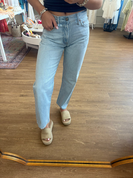 The Lexi Mid Rise Bowed Straight Jeans