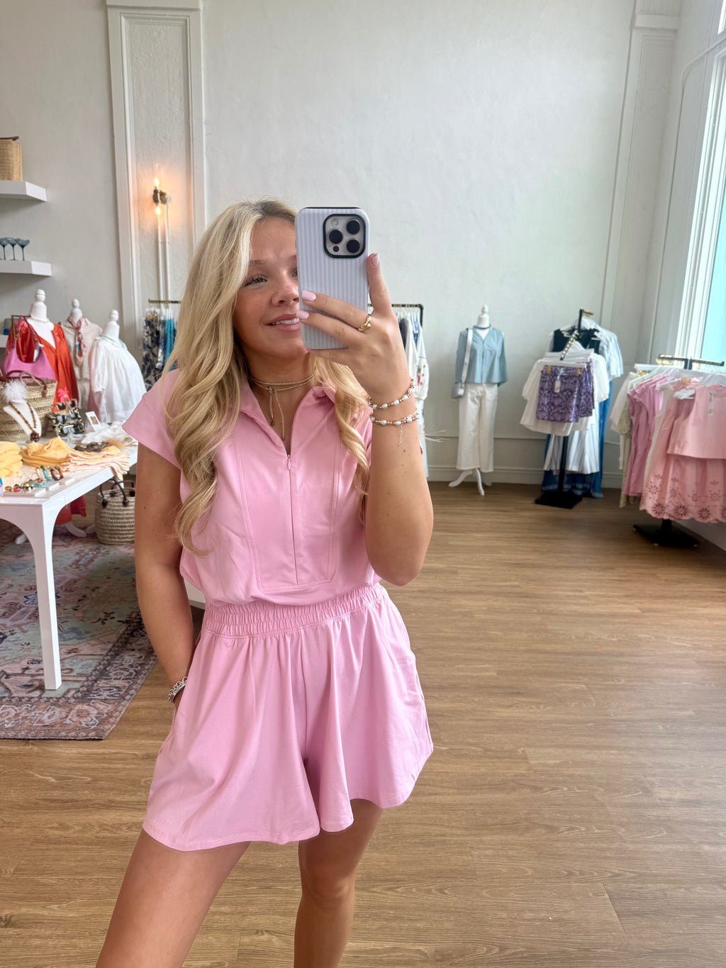 The Kate Tennis Romper - Sugar Pink